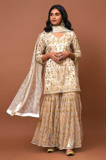 NUHH Embellished Kurta Sharara Set 