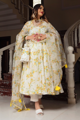 POMCHA JAIPUR Floral Print Anarkali Set