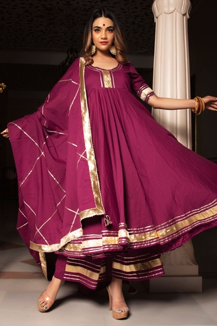 POMCHA JAIPUR Cotton Anarkali Palazzo Set