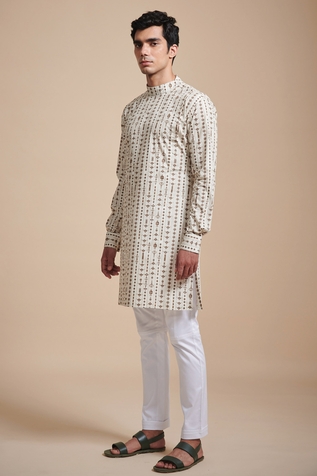 Raghavendra Rathore Blue Linear Print Short Kurta Set