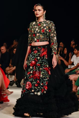 Ruffle Skirt & Embroidered Top Set 
