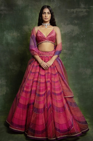 Cedar & Pine Wave Print Lehenga Set