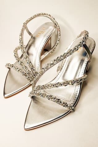 THE ALTER Kiara Embellished Strap Block Heels 