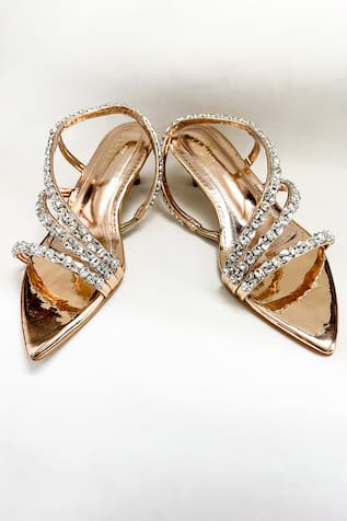 The Alter Kiara Embellished Metallic Kitten Heels 