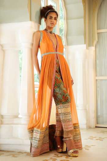 Pallavi Jaipur Chanderi Jacket & Pant Set 