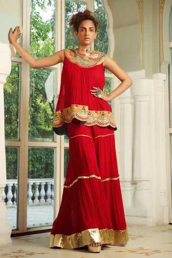 Pallavi Jaipur Embroidered Tunic & Sharara Set 