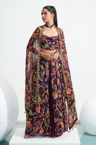 Mahima Mahajan Neziha Printed Cape & Draped Pant Set
