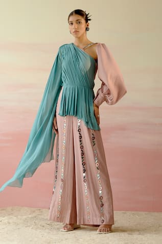 Draped Color Block Jumpsuit 