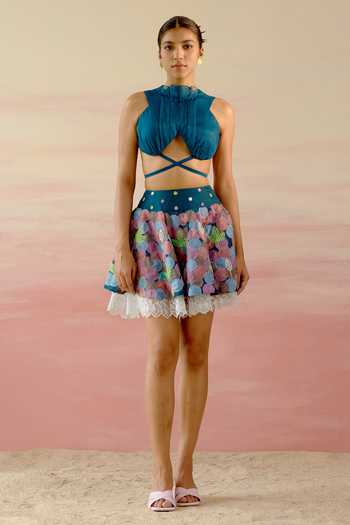 Shweta Aggarwal Crop Top With Flounce Mini Skirt 
