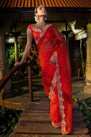 Scallop Embroidered Saree Set 