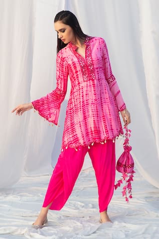 Bharat Adiani Tie Dye Kurta & Dhoti Pant Set 