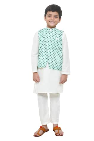 Floral Printed Asymmetric Bundi Kurta Set 