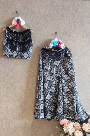 Fringe Top & Printed Sharara Set 