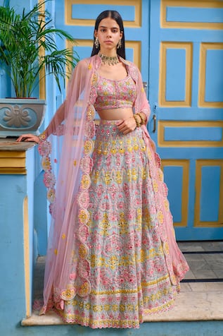 Floral Embroidered Bridal Lehenga Set 