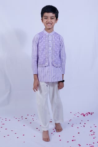 Bandhani Pattern Overlay Kurta Set 