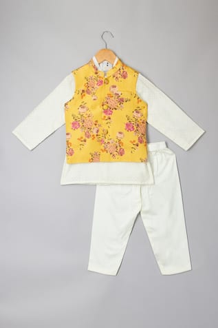Floral Printed Bundi & Kurta Set 