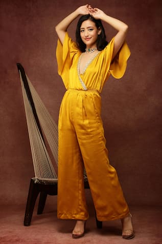 Neckline Embroidered Jumpsuit 