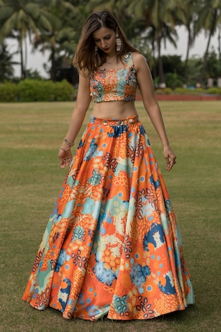 Payal & Zinal Floral Print Skirt & Top Set