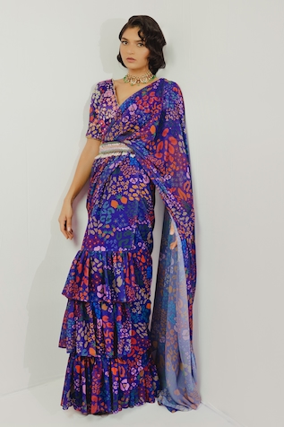 Payal & Zinal Printed Pre-Draped Saree With Blouse