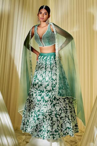 Floral Embroidered Bridal Lehenga Set 