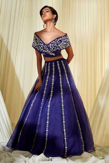 Disha Muchhala Embroidered Lehenga & Off Shoulder Blouse Set 