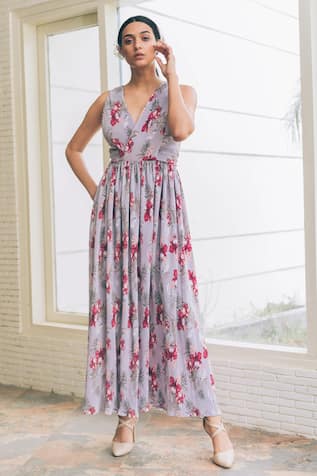 Tarini Vij Maeve Floral Print Dress 