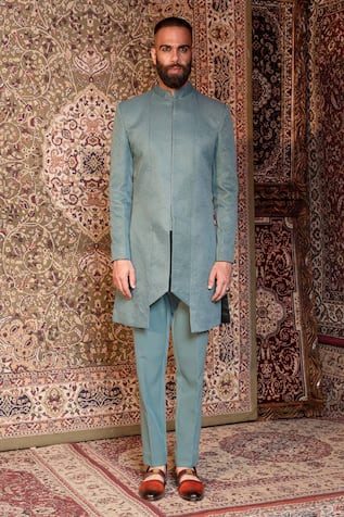 Pine Embroidered Bandhgala Set 