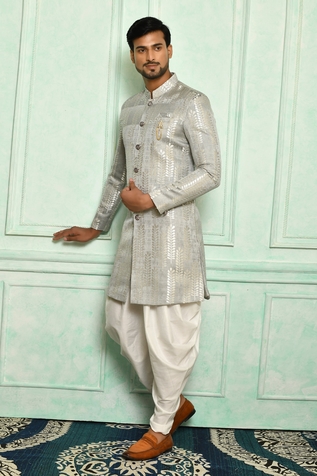 Adara Khan Woven Brocade Sherwani & Dhoti Pant Set