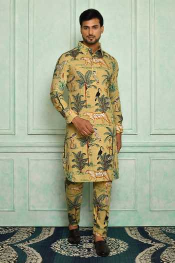 Pranay Baidya Tiger & Bird Print Kurta Set 