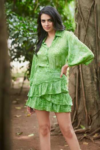 Ankita Dharman Laurel Leaf Pattern Skirt 