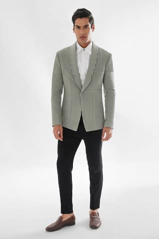 Pintuck Stripe Pattern Tuxedo With Pant 