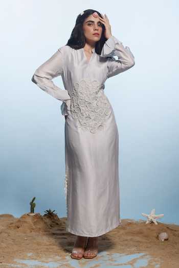 Eclat By Prerika Jalan Embroidered Seashell Applique Dress 