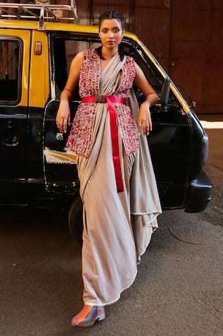 SVA by Sonam & Paras Modi Pre-Stitched Saree With Embellished Jacket 