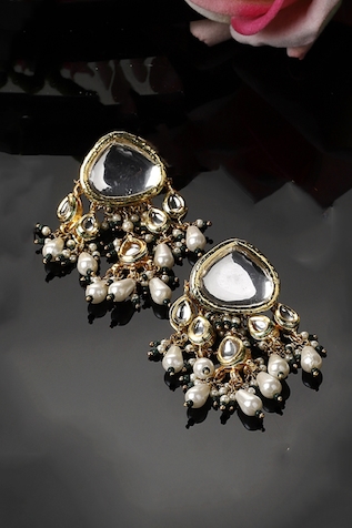 Buy Gold Plated Kira Petals Stone Studded Chandbali Earrings by The Bling  Girll Online at Aza Fashions.