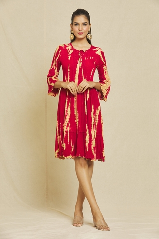 Nazaakat by Samara Singh Dyed Bell Sleeve Dress