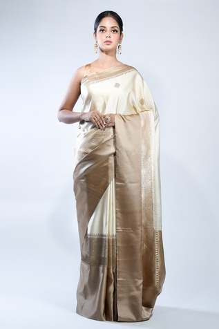 Sacred Weaves Booti Work Handloom Banarasi Handwoven Saree