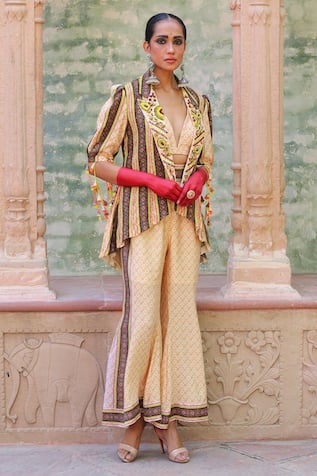 Ankur J Geometric Print Jacket & Palazzo Set 