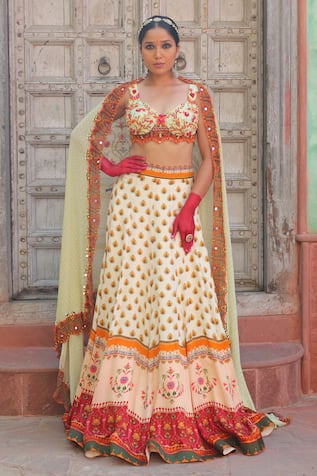 Ankur J Leaf Print Lehenga Set 