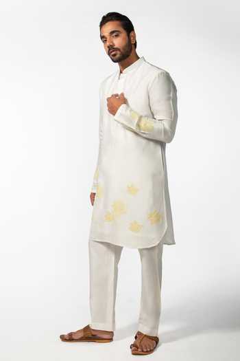 Kaka Calcutta Applique Embroidered Kurta Set 