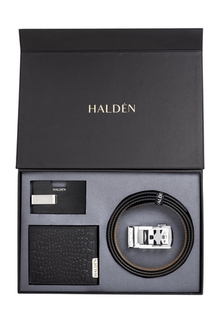 HALDÈN Card Holder & Belt Combo Gift Box Set