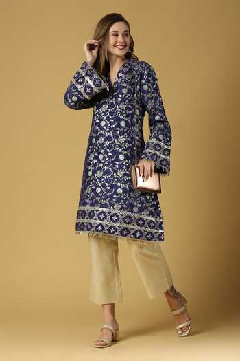 Monk & Mei By Sonia Anand Kavya Floral Woven Pakistani Kurta & Pant Set 