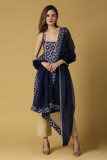 Monk & Mei By Sonia Anand Radha Floral Woven Straight Kurta Set 