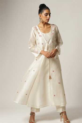 Anantaa By Roohi Resham Motif Embroidered Jacket Pant Set 