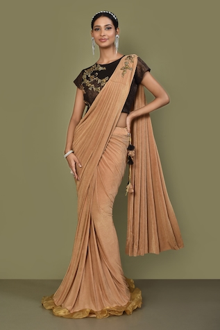 Khwaab by Sanjana Lakhani Placement Embroidered Pre-Draped Saree With Blouse