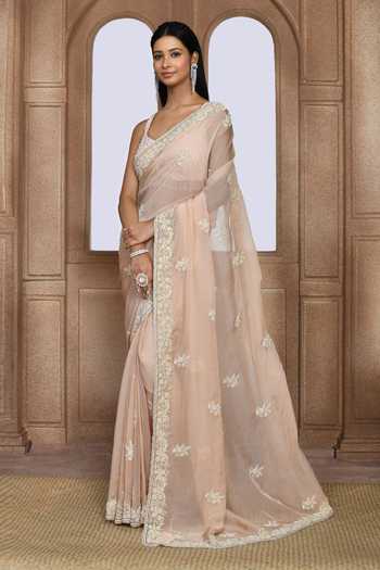 Kalighata Blooms Bead Embroidered Saree 
