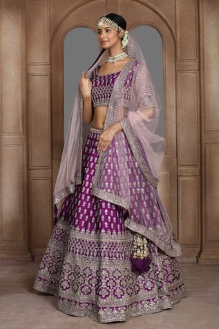 Swastik Thread Embroidered Bridal Lehenga Set 