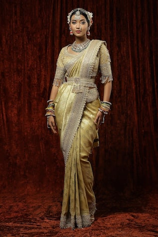 Floral Banarasi Woven Saree With Blouse 