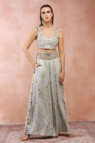 Payal Singhal Mirror Embroidered Choli & Palazzo Set 