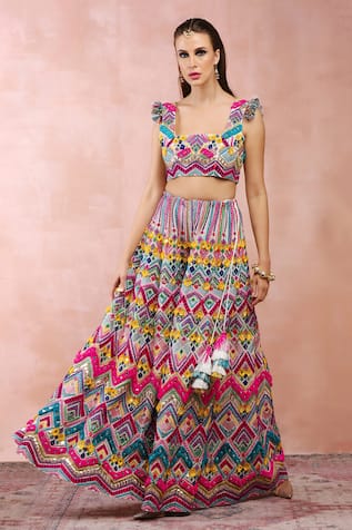 Payal Singhal Chevron Pattern Choli & Sharara Set 