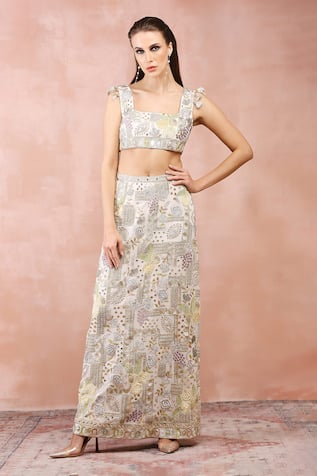 Payal Singhal Applique Embroidered Choli & Skirt Set 